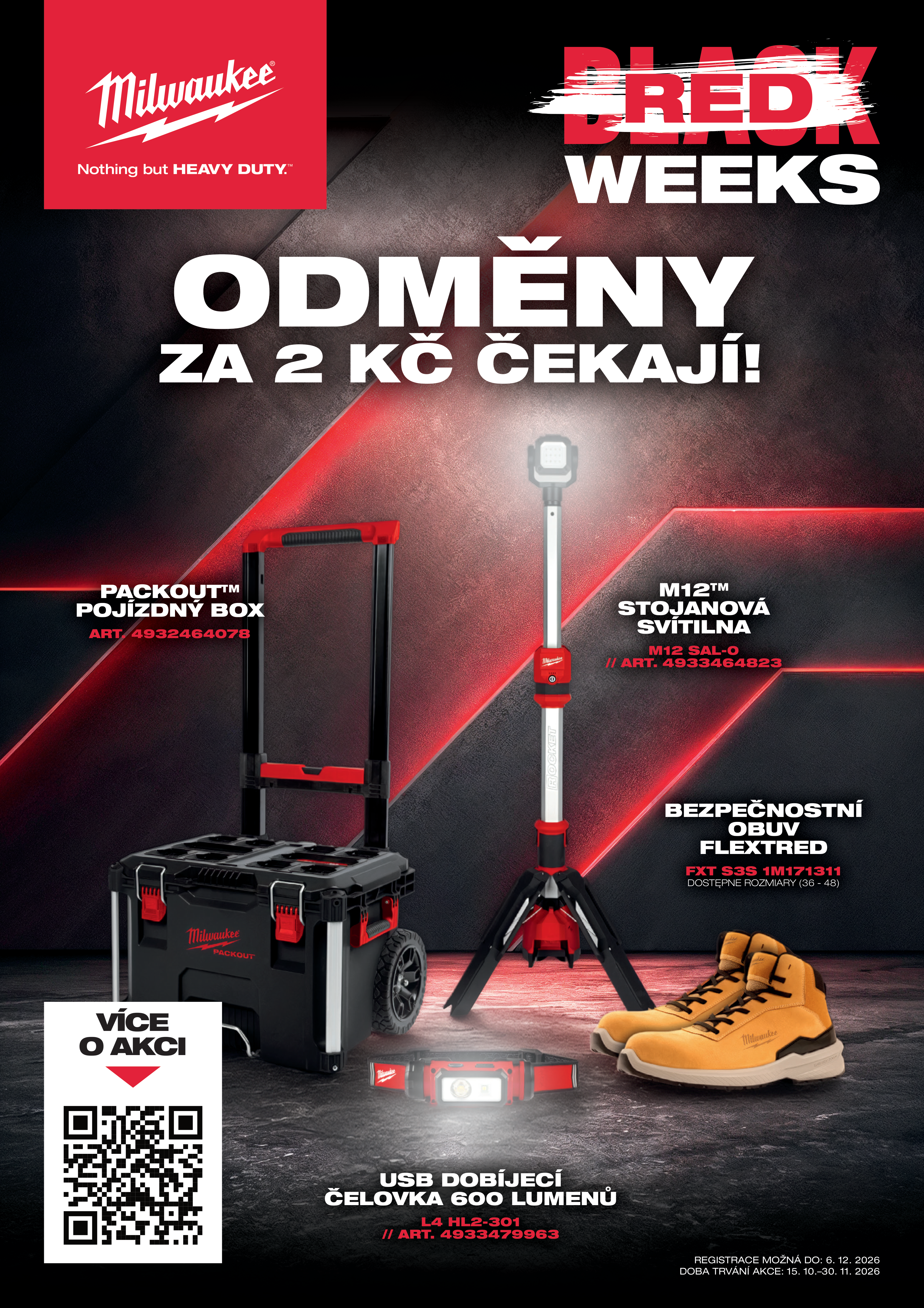 BLACK RED FRIDAY WEEKS JSOU TADY! Získejte odměny k nákupu Milwaukee za 2 Kč