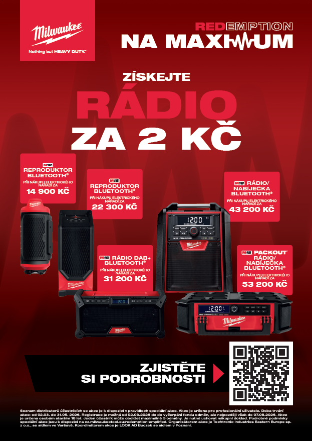 Rozdáváme rádia Milwaukee - Akce Redemption březen - květen 2026